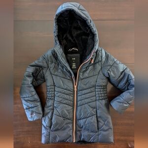 Girls Under Armour Cold Gear Black Coat Size 6